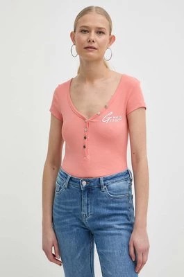 Zdjęcie produktu Guess t-shirt HENLEY OLYMPIA damski kolor pomarańczowy W4RP47 K1814