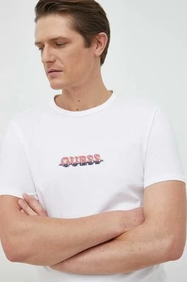 Zdjęcie produktu Guess t-shirt męski kolor biały z aplikacją