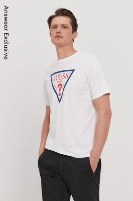 Zdjęcie produktu Guess T-shirt męski kolor biały z nadrukiem