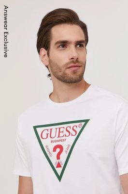 Zdjęcie produktu Guess T-shirt męski kolor biały z nadrukiem