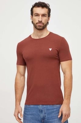 Zdjęcie produktu Guess t-shirt męski kolor brązowy gładki M2YI24 J1314