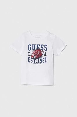 Zdjęcie produktu Guess t-shirt niemowlęcy kolor biały z nadrukiem