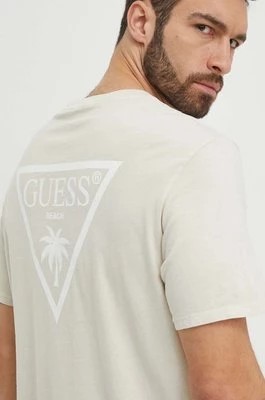 Zdjęcie produktu Guess t-shirt plażowy bawełniany kolor beżowy wzorzysty F4GI09 KA260