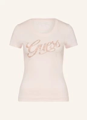 Zdjęcie produktu Guess T-Shirt Script Z Ozdobnymi Perełkami pink