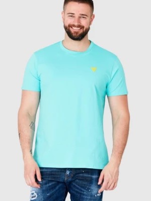 Zdjęcie produktu GUESS Turkusowy t-shirt męski z żółtym logo