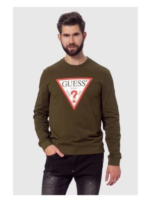 Zdjęcie produktu GUESS Zielona bluza męska z trójkątnym logo