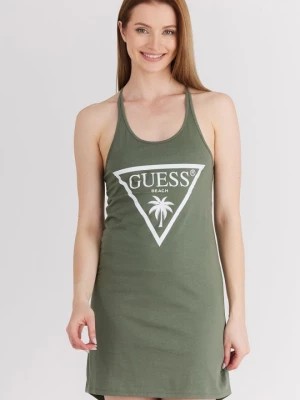 Zdjęcie produktu GUESS Zielona sukienka z trójkątnym logo