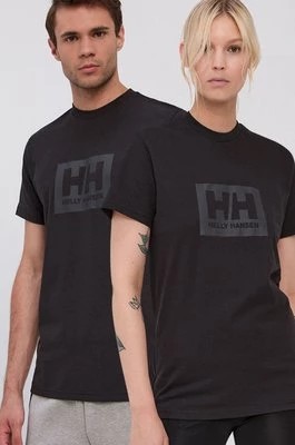 Zdjęcie produktu Helly Hansen t-shirt bawełniany kolor czarny z nadrukiem 53285-096