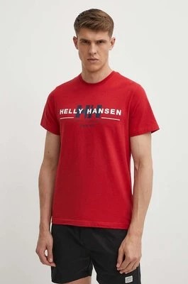 Zdjęcie produktu Helly Hansen t-shirt bawełniany kolor czerwony wzorzysty