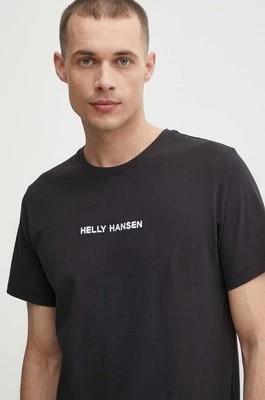 Zdjęcie produktu Helly Hansen t-shirt bawełniany męski kolor czarny z aplikacją