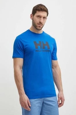 Zdjęcie produktu Helly Hansen t-shirt bawełniany męski kolor niebieski z aplikacją