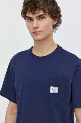 Zdjęcie produktu Herschel t-shirt bawełniany męski kolor granatowy gładki
