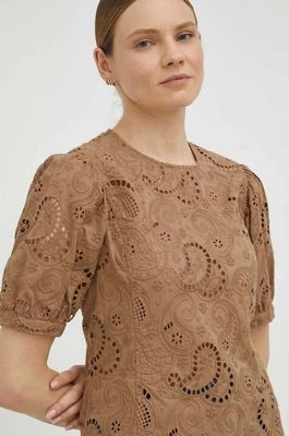Zdjęcie produktu Herskind bluzka bawełniana damska kolor brązowy gładka