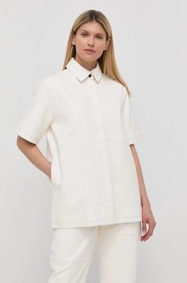 Zdjęcie produktu Herskind koszula skórzana damska kolor biały relaxed z kołnierzykiem klasycznym