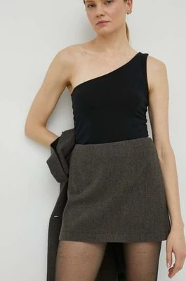 Zdjęcie produktu Herskind spódnica z domieszką wełny kolor brązowy mini prosta