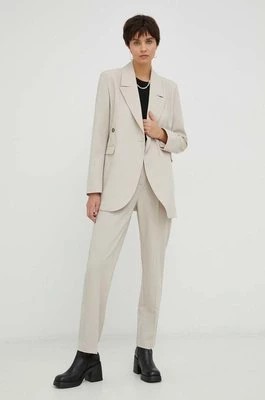 Zdjęcie produktu Herskind spodnie Brandy damskie kolor beżowy proste high waist