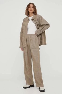 Zdjęcie produktu Herskind spodnie lniane Sanne kolor brązowy szerokie high waist