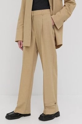 Zdjęcie produktu Herskind Spodnie Logan damskie kolor zielony proste high waist