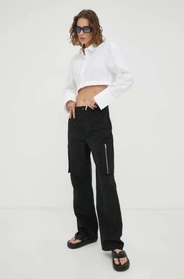 Zdjęcie produktu Herskind spodnie Tilly damskie kolor czarny szerokie high waist
