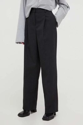 Zdjęcie produktu Herskind spodnie z domieszką wełny Theis kolor szary fason chinos high waist