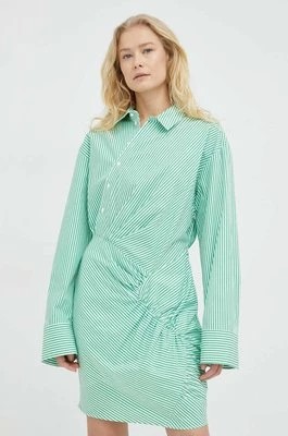 Zdjęcie produktu Herskind sukienka bawełniana kolor zielony mini prosta