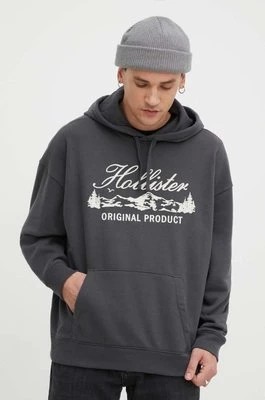 Zdjęcie produktu Hollister Co. bluza męska kolor szary z kapturem z nadrukiem