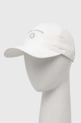 Zdjęcie produktu Hollister Co. czapka z daszkiem bawełniana kolor biały z nadrukiem