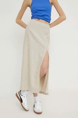 Zdjęcie produktu Hollister Co. spódnica lniana kolor beżowy midi prosta