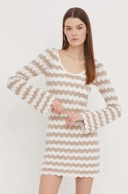 Zdjęcie produktu Hollister Co. sukienka bawełniana kolor beżowy mini dopasowana