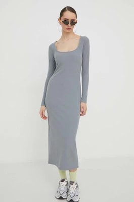 Zdjęcie produktu Hollister Co. sukienka kolor szary midi dopasowana
