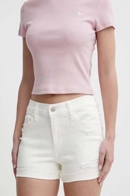 Zdjęcie produktu Hollister Co. szorty jeansowe damskie kolor beżowy gładkie high waist