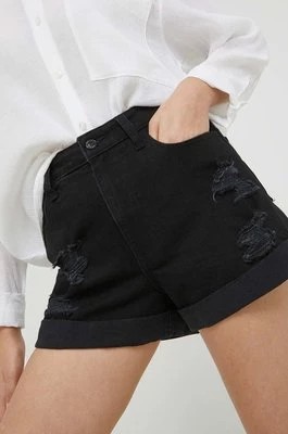 Zdjęcie produktu Hollister Co. szorty jeansowe damskie kolor czarny gładkie high waist