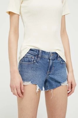 Zdjęcie produktu Hollister Co. szorty jeansowe damskie kolor granatowy gładkie high waist