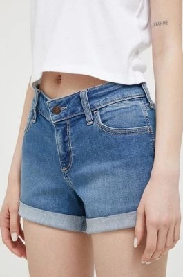 Zdjęcie produktu Hollister Co. szorty jeansowe damskie kolor niebieski gładkie high waist