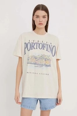 Zdjęcie produktu Hollister Co. t-shirt bawełniany damski kolor beżowy