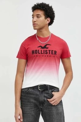 Zdjęcie produktu Hollister Co. t-shirt bawełniany kolor czerwony wzorzysty