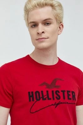 Zdjęcie produktu Hollister Co. t-shirt bawełniany kolor czerwony z aplikacją