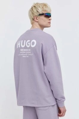Zdjęcie produktu Hugo Blue bluza bawełniana męska kolor fioletowy z nadrukiem 50510732