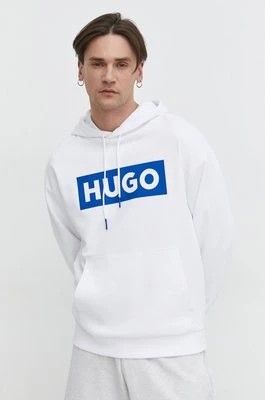 Zdjęcie produktu Hugo Blue bluza męska kolor biały z kapturem z nadrukiem 50522370