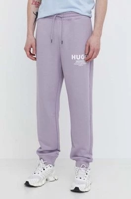 Zdjęcie produktu Hugo Blue spodnie dresowe bawełniane kolor fioletowy z nadrukiem 50510734