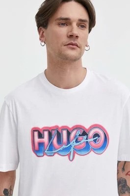Zdjęcie produktu Hugo Blue t-shirt bawełniany męski kolor biały z nadrukiem 50515278