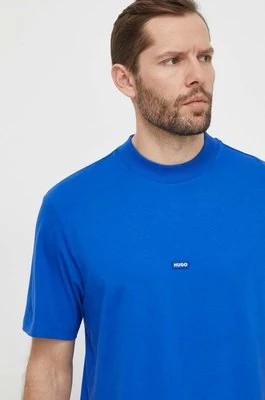 Zdjęcie produktu Hugo Blue t-shirt bawełniany męski kolor niebieski gładki 50509991