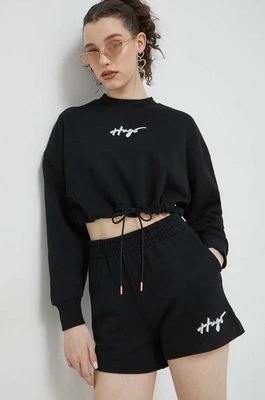 Zdjęcie produktu HUGO bluza bawełniana damska kolor czarny z nadrukiem