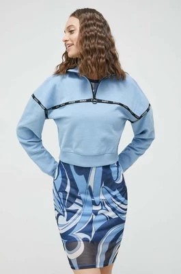 Zdjęcie produktu HUGO bluza bawełniana damska kolor niebieski z aplikacją