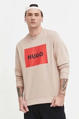 Zdjęcie produktu HUGO bluza bawełniana męska kolor beżowy z nadrukiem 50467944