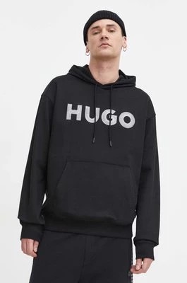 Zdjęcie produktu HUGO bluza bawełniana męska kolor czarny z kapturem z aplikacją 50509975
