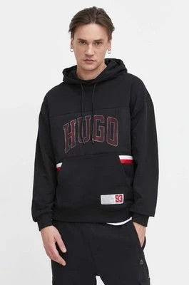 Zdjęcie produktu HUGO bluza bawełniana męska kolor czarny z kapturem z nadrukiem 50510166