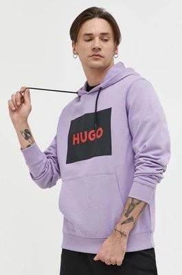 Zdjęcie produktu HUGO bluza bawełniana męska kolor fioletowy z kapturem 50473168