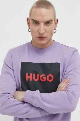 Zdjęcie produktu HUGO bluza bawełniana męska kolor fioletowy z nadrukiem 50467944