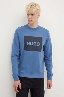 Zdjęcie produktu HUGO bluza bawełniana męska kolor niebieski z nadrukiem